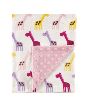Hudson Baby Minky Blanket with Dotted Mink Backing Pink Giraffe One Size