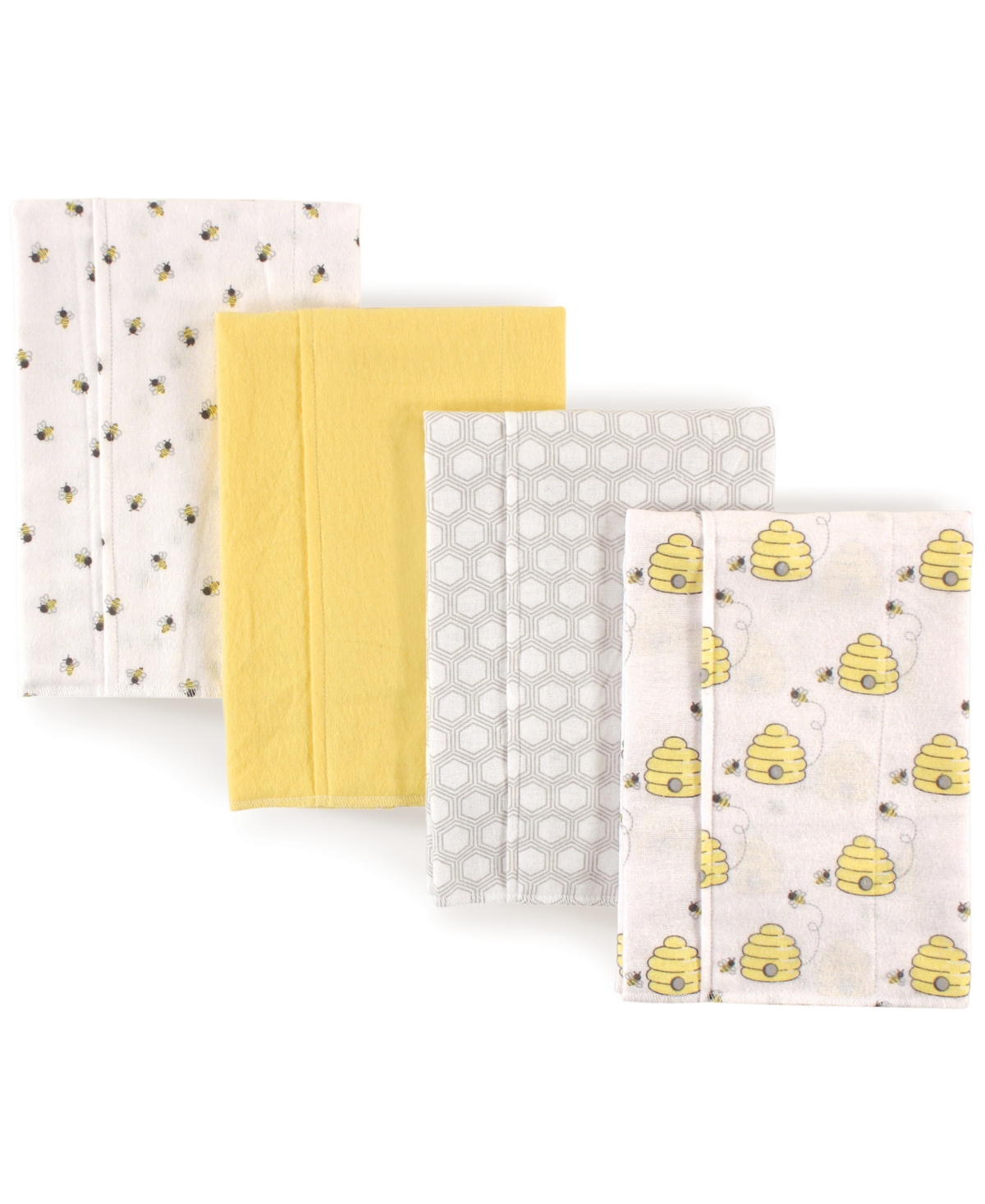 Hudson Baby Boys or Girls, Infant Cotton Flannel Burp Cloths 4pk, Bee, One