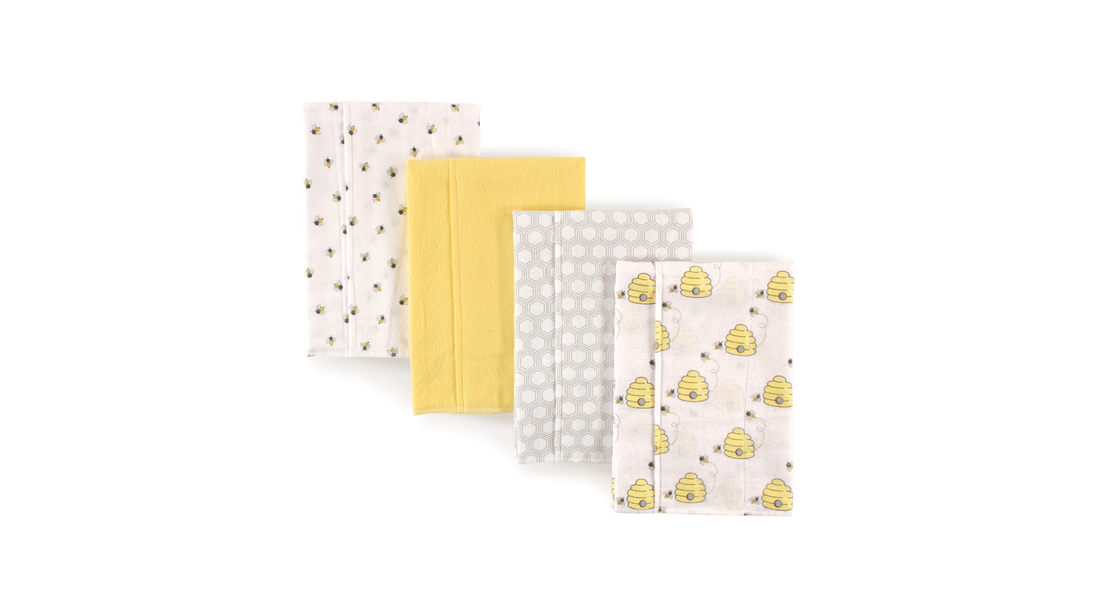 Hudson Baby Boys or Girls, Infant Cotton Flannel Burp Cloths 4pk, Bee, One