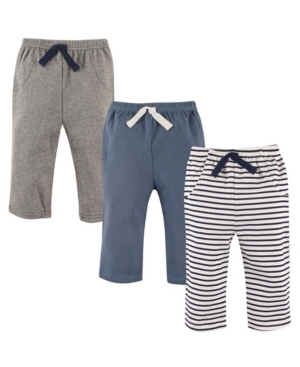 Hudson Baby Pants 3-Pack Blue Stripes 0-24 Months