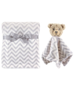 Hudson Baby Plush Blanket and Animal Security Blanket 2-Piece Set Gray Bear One Size