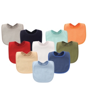 image of Hudson Baby Drooler Bibs with Waterproof Lining, 10-Pack, Boy Solids, One Size