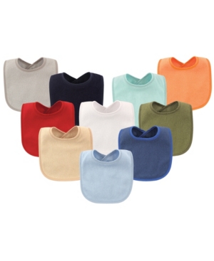 Hudson Baby Drooler Bibs with Waterproof Lining 10-Pack Boy Solids One Size