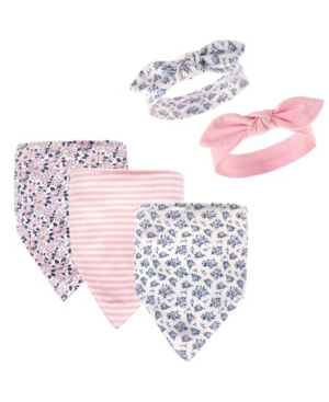 Hudson Baby Bandana Bibs and Headbands 5-Piece Set 0-9 Months