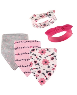 Hudson Baby Bandana Bibs and Headbands 5-Piece Set 0-9 Months