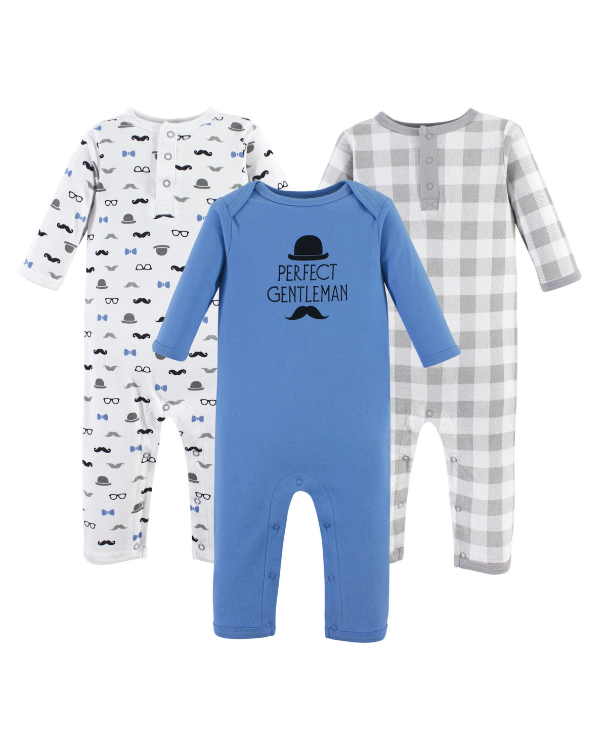 Hudson Baby Infant Boy Cotton Coveralls 3pk,- Perfect Gentleman