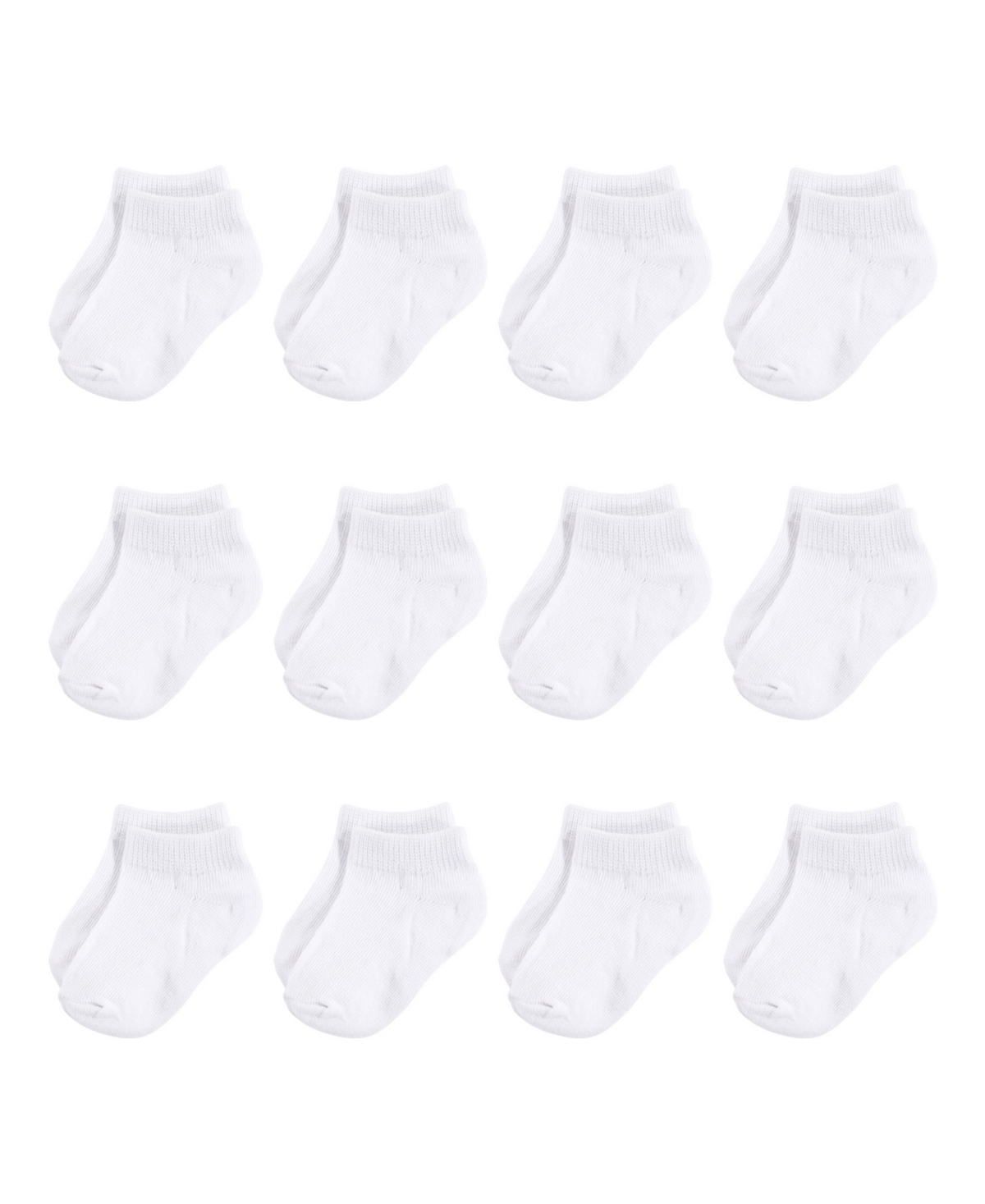 Hudson Baby Baby Boys Unisex Cotton Rich Newborn and Terry Socks, White No-Show - White no-show