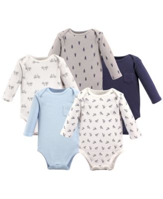 Hudson Baby Baby Boys Hudson Soft Cotton Long-Sleeve Bodysuit Bundle (5-Count) - Basic paper airplane