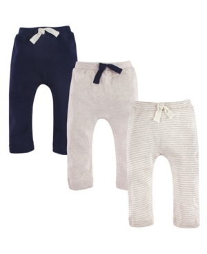 Touched by Nature Baby Organic Cotton Pants 3-Pack Oatmeal/Navy 0-24 Months