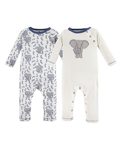 Touched By Nature Baby Organic Cotton Union Suit 2 Pack Elephant
