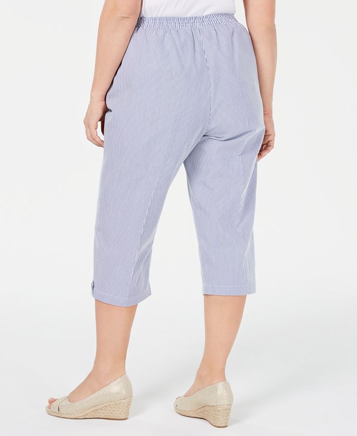 Alfred Dunner Plus Size Smooth Sailing Striped Capri Pants - Macy's