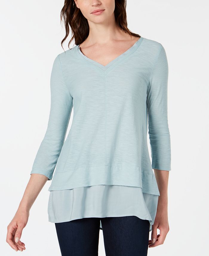 Vince Camuto V-Neck Layered Top - Macy's