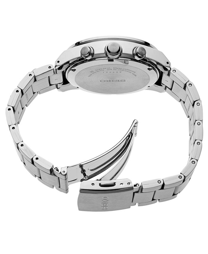Seiko Men's Solar Chronograph Stainless Steel Bracelet Watch 43.2mm ...