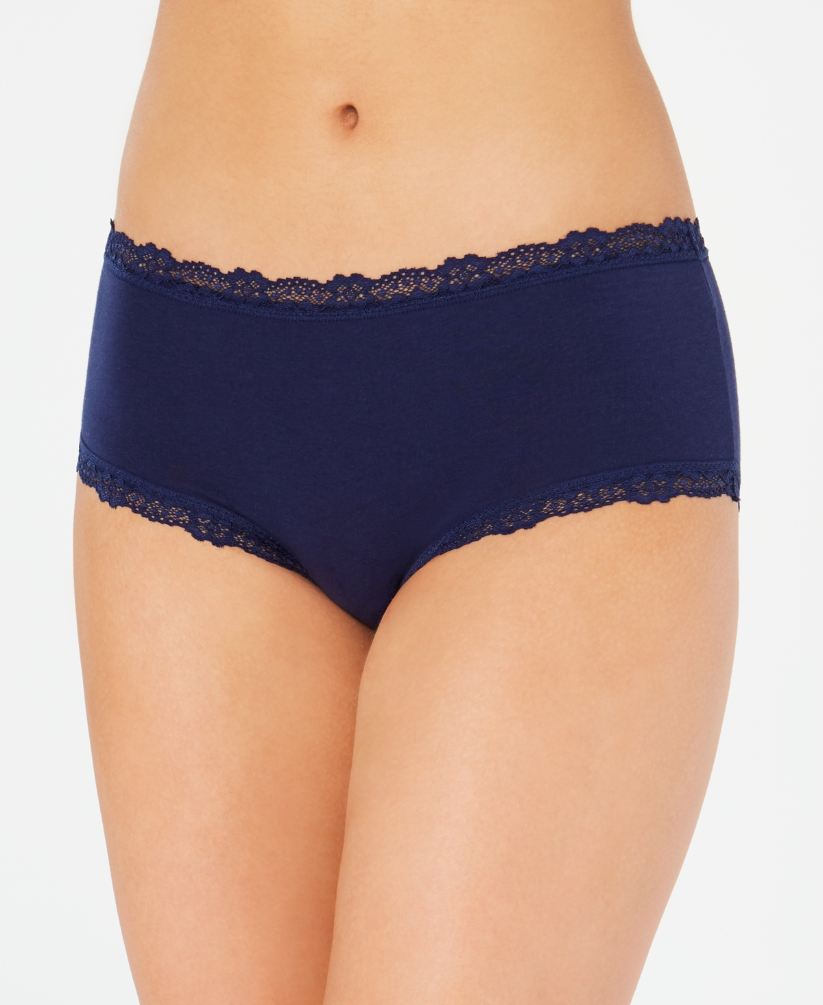 Women's Lace Trim Hipster Underwear, Created for Macy's - Navy Sea