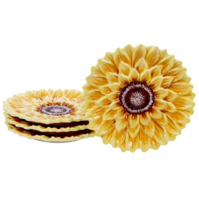 Certified International Sunset Sunflower 4-Pc. 3-D Dessert Plate