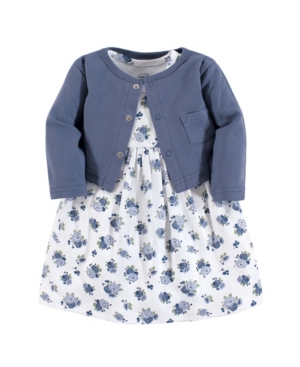 Luvable Friends Baby Girl Dress and Cardigan 2-Piece Set