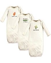 Maybe Baby Kids Infant Boys and Girls 3 Pack Set Cotton Baby Nightgowns w/Mitten Cuffs 0-6 Months 