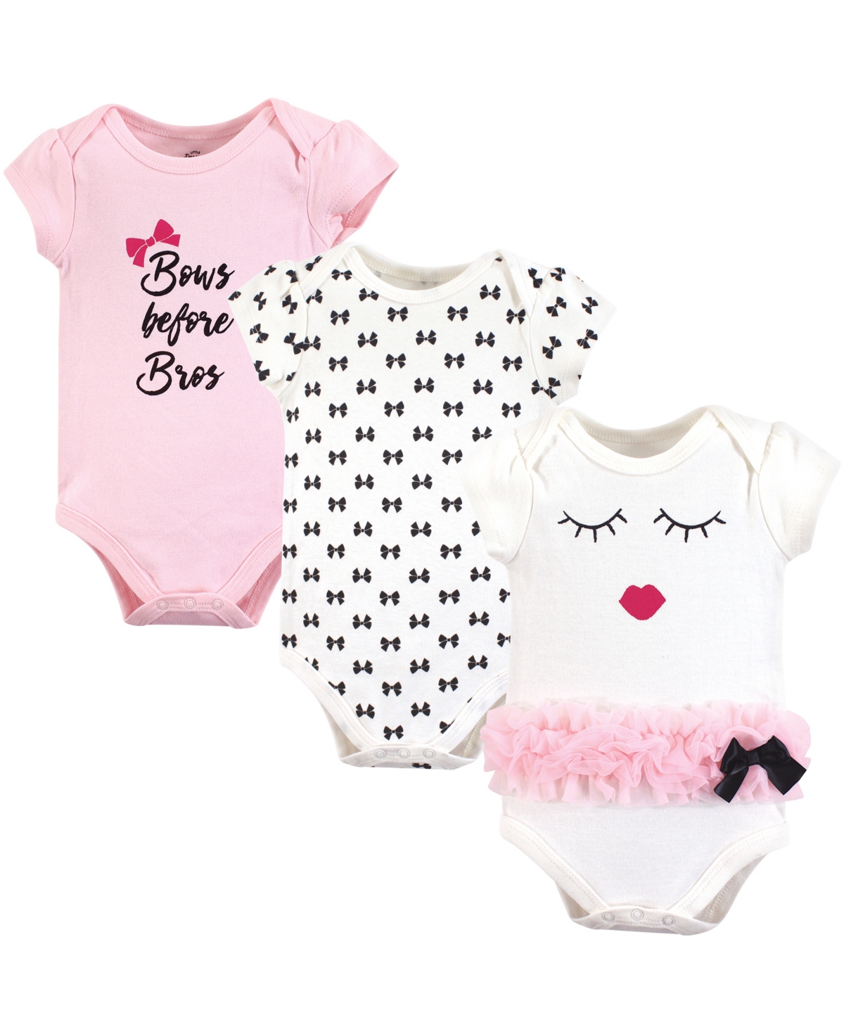 Little Treasure Baby Girls Treasure Baby Cotton Bodysuits 3pk,- Bows