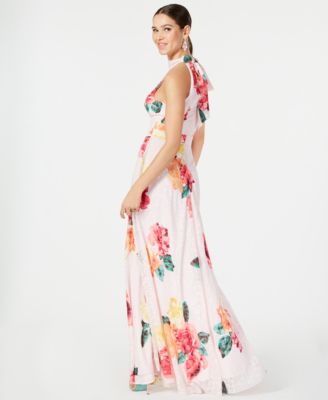 Laundry by Shelli Segal Printed Tie-Back Gown