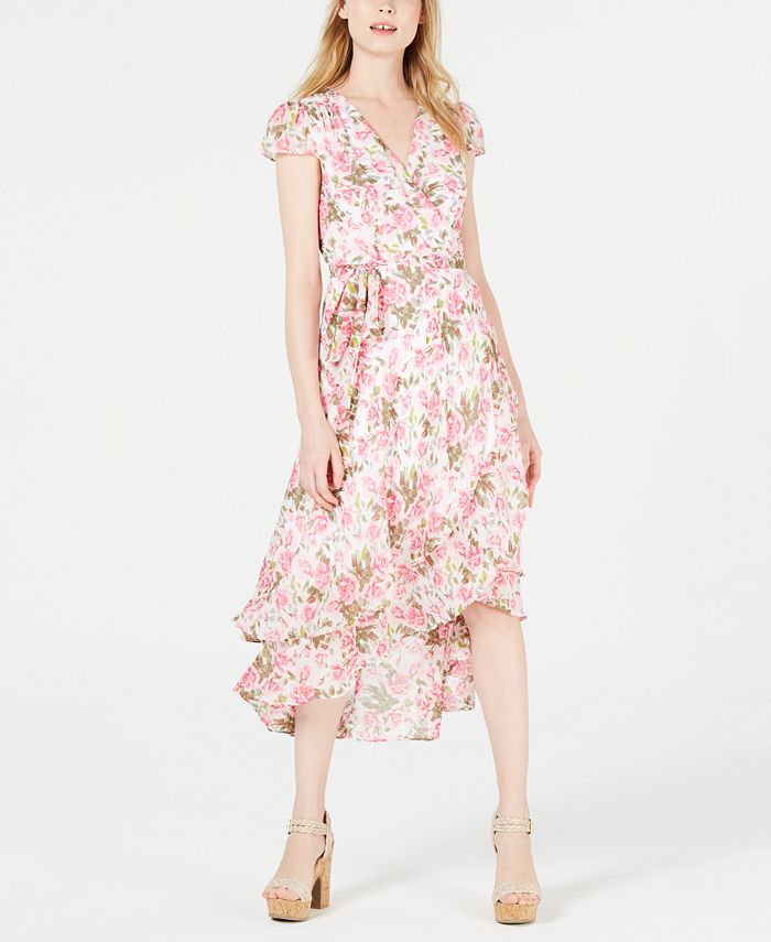 Betsey Johnson Petite Floral Wrap Midi Dress - Macy's