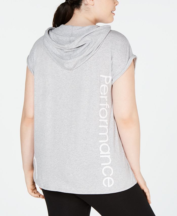 Calvin Klein Women's Performance Plus Size Logo Hoodie T Shirt Black Size 1X
