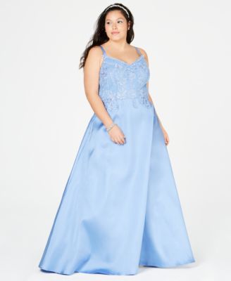 City Studios - Trendy Plus Size Rhinestone Embroidered Gown
