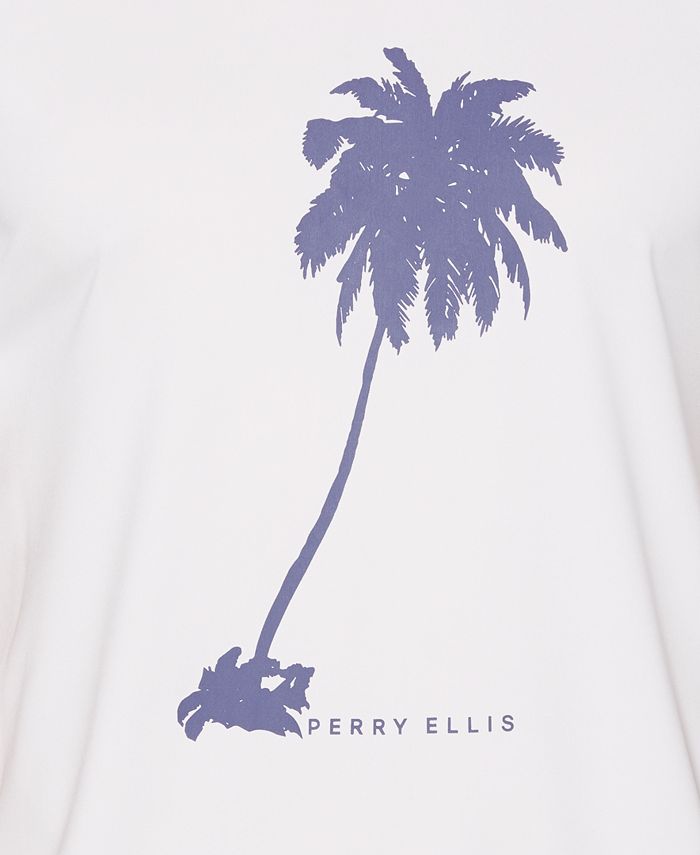 Perry Ellis Men's Short Sleeve Button-Down Shirt – Tropical Palm Leaf Print, Textured Fabric - View #2