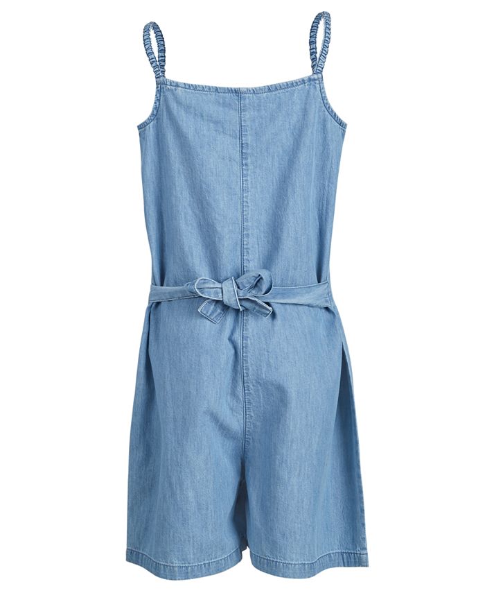 GUESS Big Girls Embellished Cotton Denim Romper, Created for Macy's ...