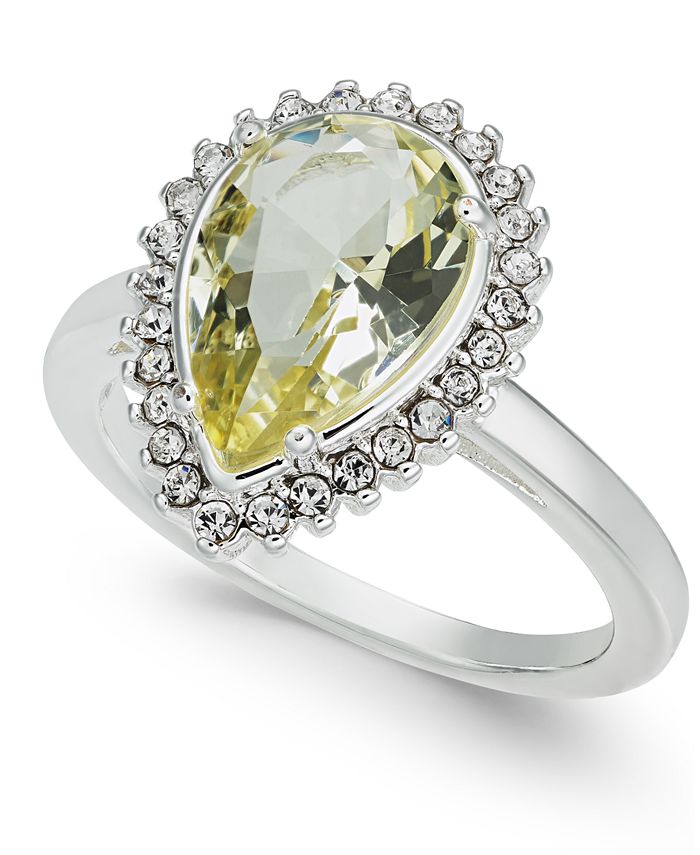 Charter Club Silver-Tone Crystal Pear-Shape Halo Ring, Created for Macy ...