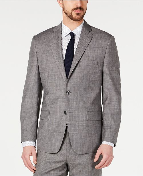 Michael Kors Men's Classic-Fit Airsoft Stretch Blue/Gray Mini-Grid Suit ...