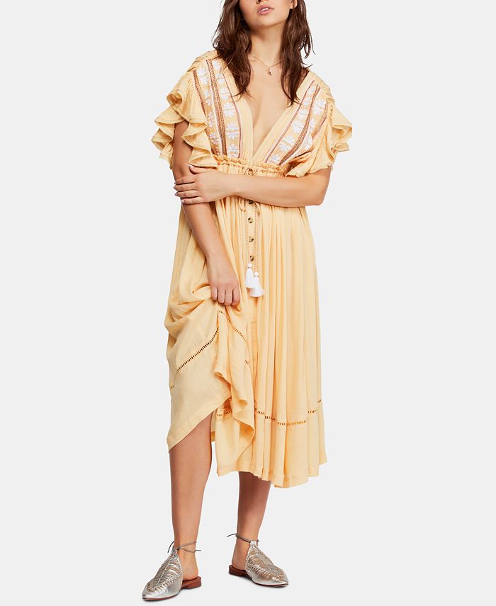 Free people will wait for you embroidered midi dress clearance