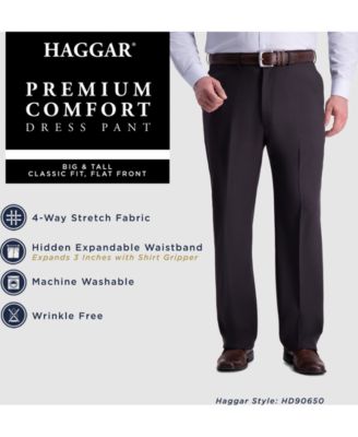 Haggar Mens Big & Tall Premium Comfort Classic Fit Flat Front Pant ...