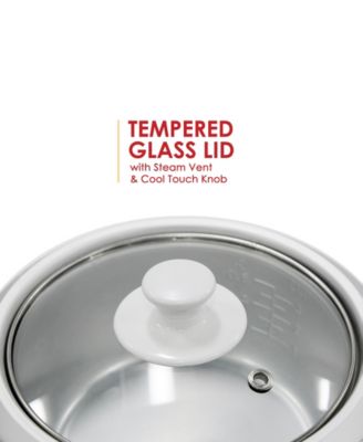 Elite Cuisine 6-Cup Rice Cooker with Glass Lid and Keep Warm Function, Makes Stews, Grains, Hot Cereals