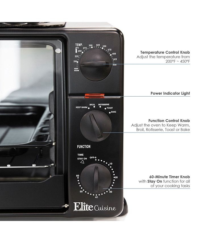 Elite Gourmet Elite Cuisine 23L Countertop Toaster Oven Rotisserie
