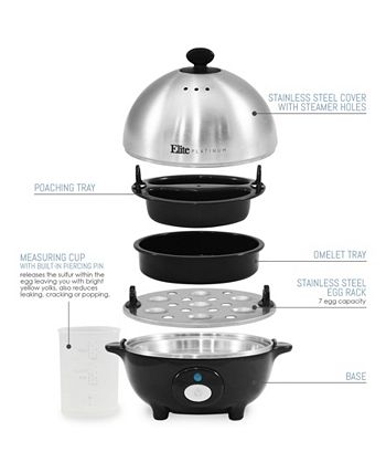 Elite Gourmet Elite Platinum Easy Electric 7 Egg Capacity Cooker, Poacher,  Steamer, Omelet Maker with Auto Shut-Off - Macy's