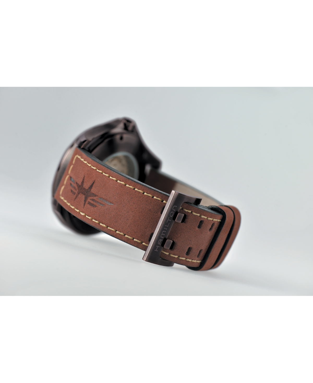 Shop Hamilton Men's Swiss Automatic Khaki Pilot Brown Leather Strap Watch 42mm In No Color