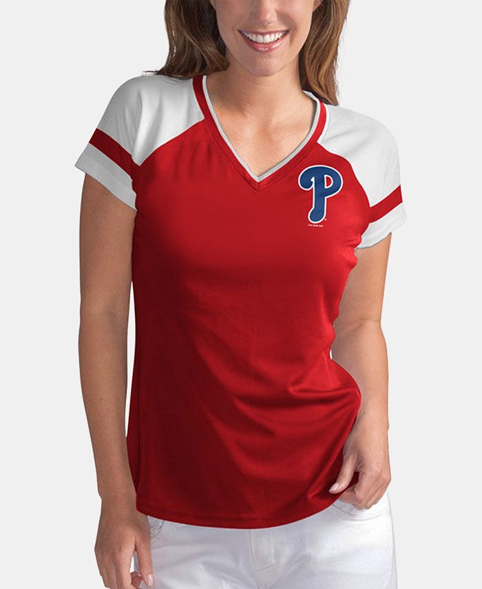 Mlb Philadelphia Phillies Women's Short Sleeve V-neck Core T-shirt