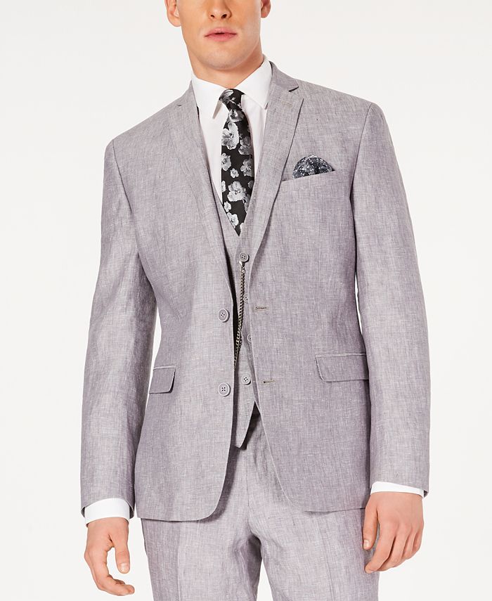 Bar III Men's Light Gray Chambray Suit Separates, Created for Macy's ...
