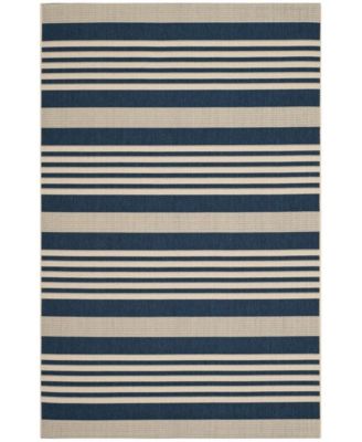 Courtyard CY6062 Navy and Beige 5'3" x 7'7" Sisal Weave Outdoor Area Rug