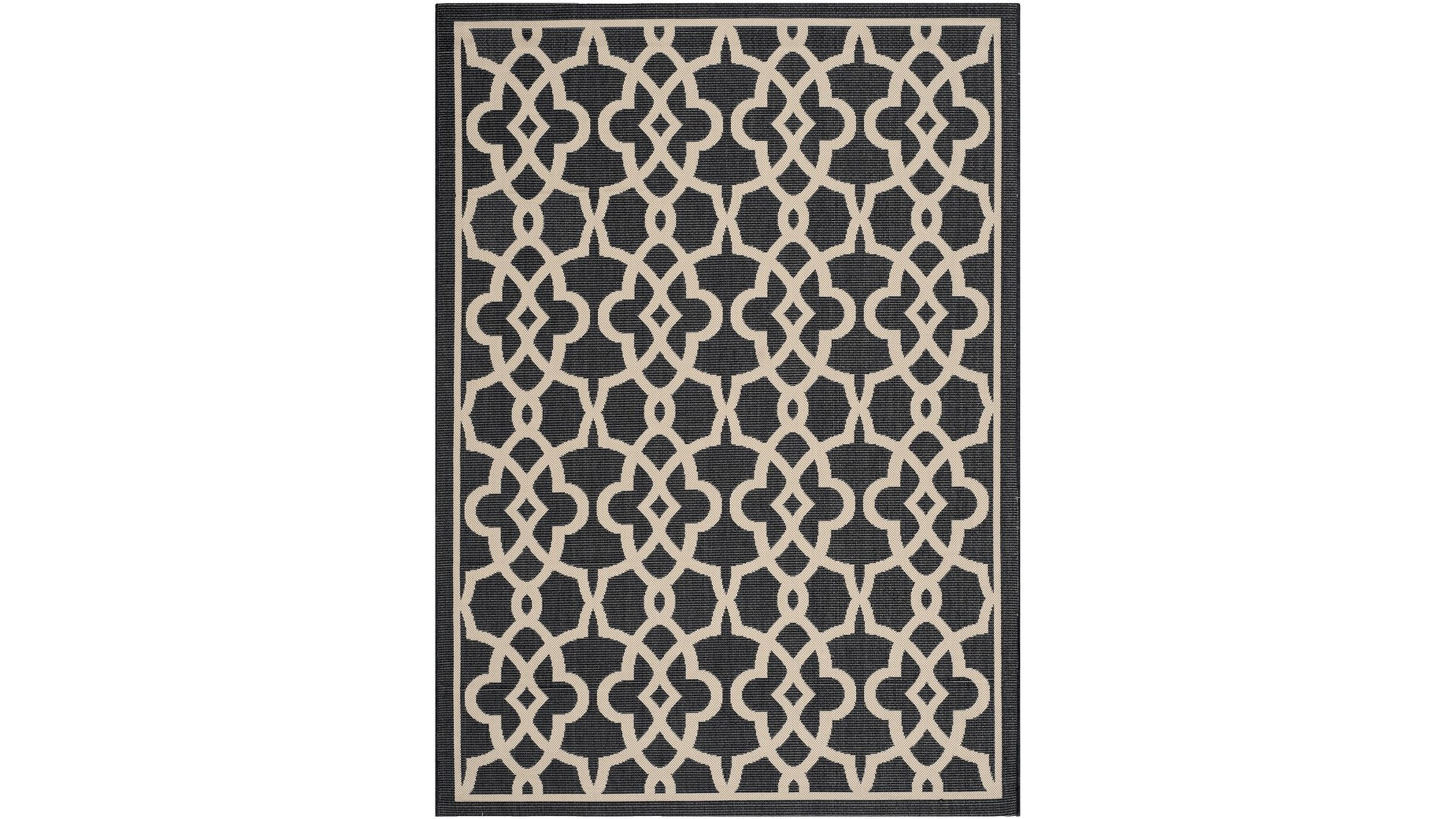 Safavieh Courtyard CY6071 Black and Beige 5'3" x 7'7" Outdoor Area Rug