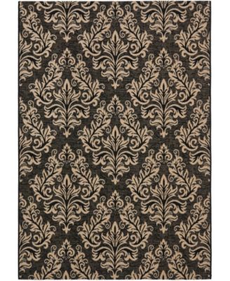Courtyard CY6930 Black and Creme 5'3" x 7'7" Outdoor Area Rug