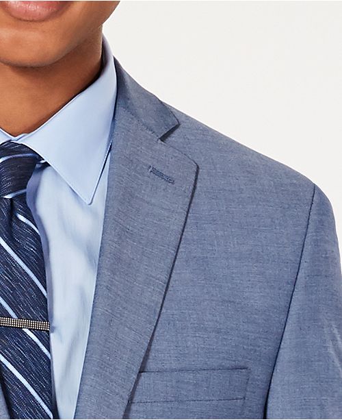 Alfani Men S Slim Fit Performance Stretch Light Blue Suit Jacket