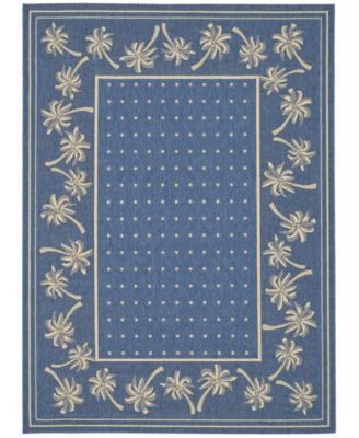 Courtyard CY5148 Blue and Ivory 5'3" x 7'7" Outdoor Area Rug