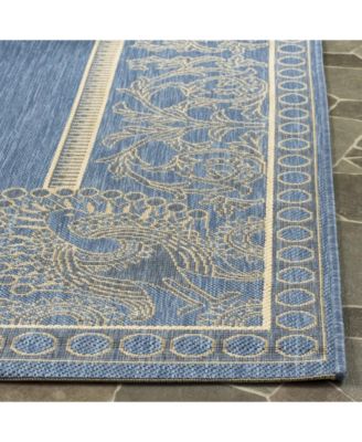 Courtyard CY2965 Blue and Natural 5'3" x 7'7" Outdoor Area Rug