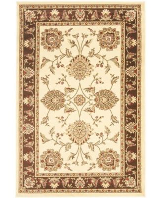 Lyndhurst LNH555 Ivory and Brown 5'3" x 7'6" Area Rug
