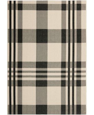 Courtyard CY6201 Black and Bone 5'3" x 7'7" Sisal Weave Outdoor Area Rug