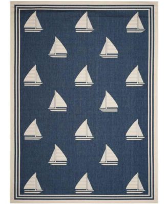 Courtyard CY7422 Navy and Beige 8' x 11' Sisal Weave Outdoor Area Rug