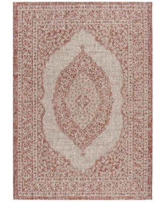 Courtyard CY8751 Light Beige and Terracotta 5'3" x 7'7" Sisal Weave Outdoor Area Rug
