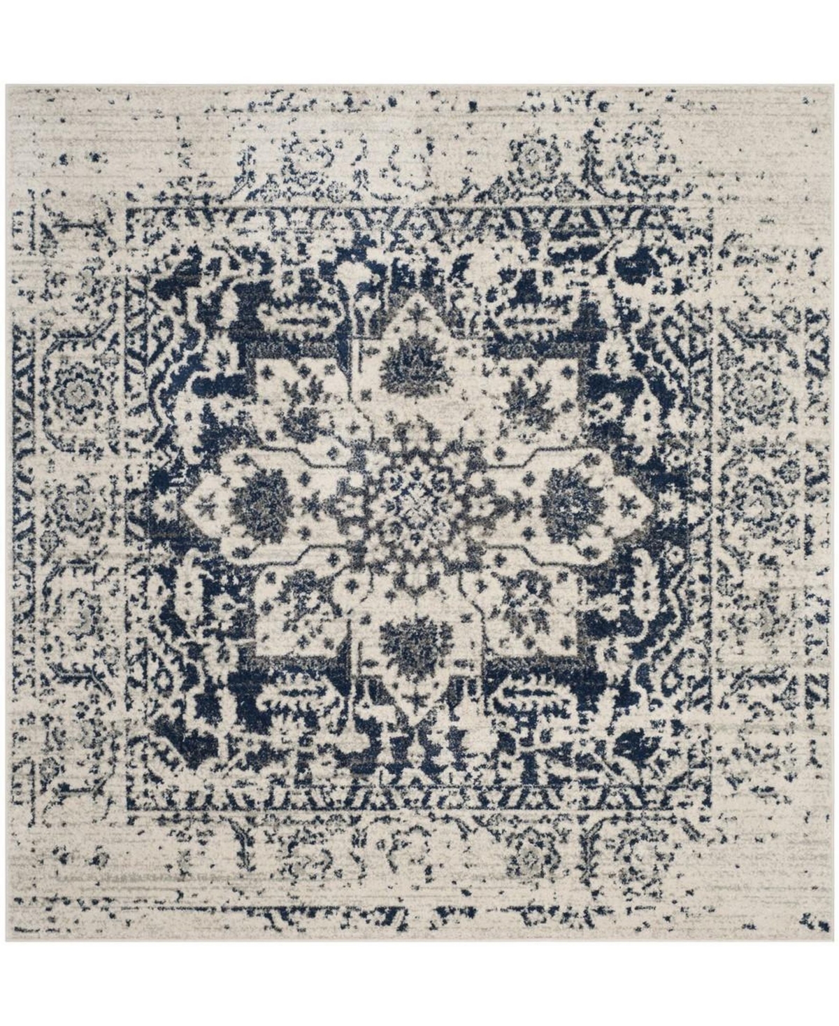 Safavieh Madison MAD603D Cream and Navy 9' x 9' Square Area Rug - Cream