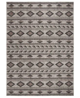 Courtyard CY8529 Gray and Black 8' x 11' Outdoor Area Rug
